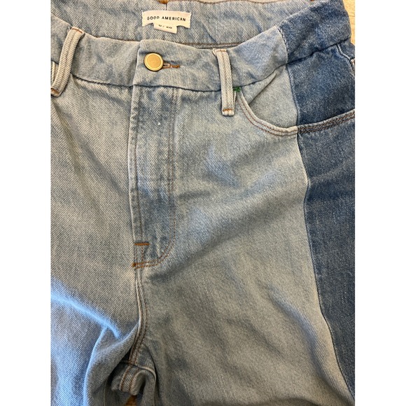 Good American Good Boy Two Tone Step Hem High Waist Boyfriend Jeans Size 6/28 - Picture 2 of 12